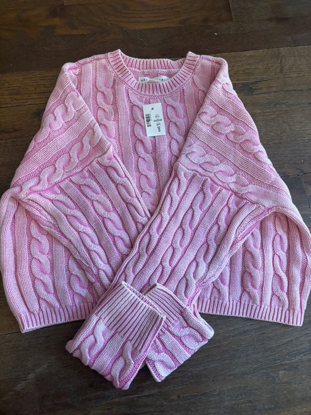 Aeropostale Pink Cable Knit Crewneck Sweater